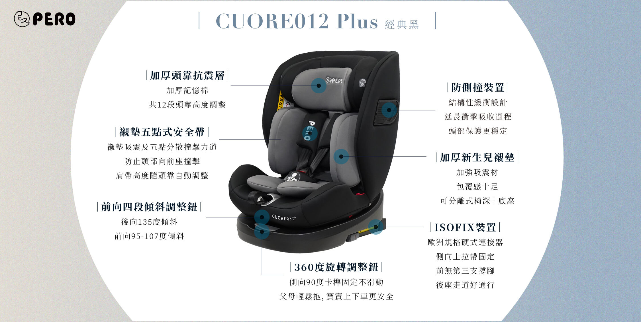 Cuore012 Plus ISOFIX安全座椅 - 經典黑 Cuore012 Plus ISOFIX安全座椅 - 經典黑
