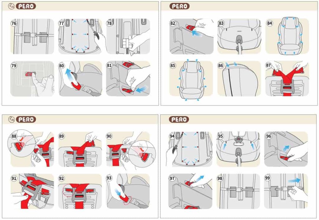 PERO Luce90 ISOFIX安全座椅 布套拆除 步驟說明